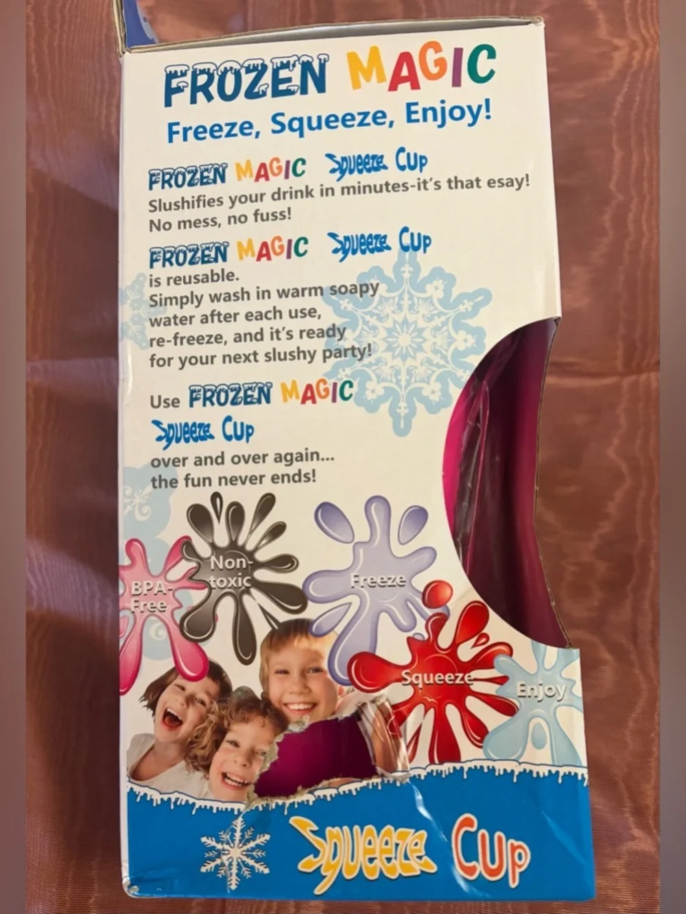 Relpom Kids Pink Slushy Maker Cup - Reusable Squeeze Cup NWT